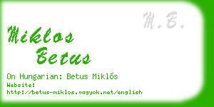 miklos betus business card
